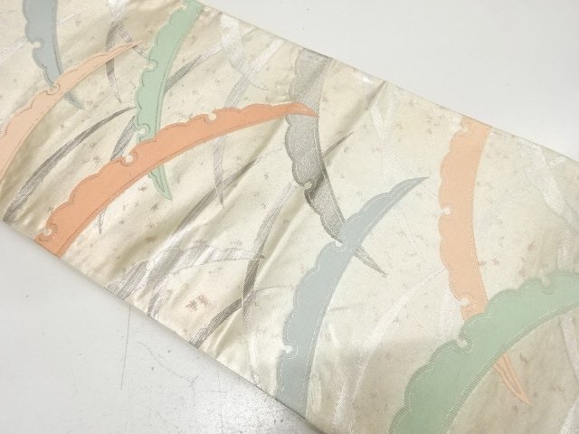 アンティーク　引箔　雪芝模様織り出し袋帯（材料）